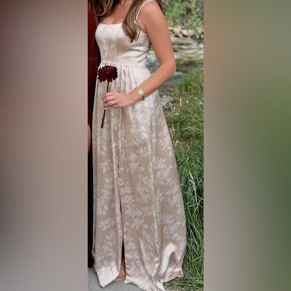 Revelry Whitney Satin Floral Bridesmaid Dress